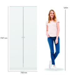 Denver 2 Door Wardrobe - White Gloss
