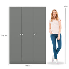 Denver 3 Door Wardrobe - Grey Gloss