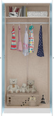 Denver 2 Door Wardrobe - White/Blue Gloss