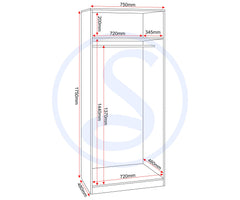Denver 2 Door Wardrobe - White/Blue Gloss