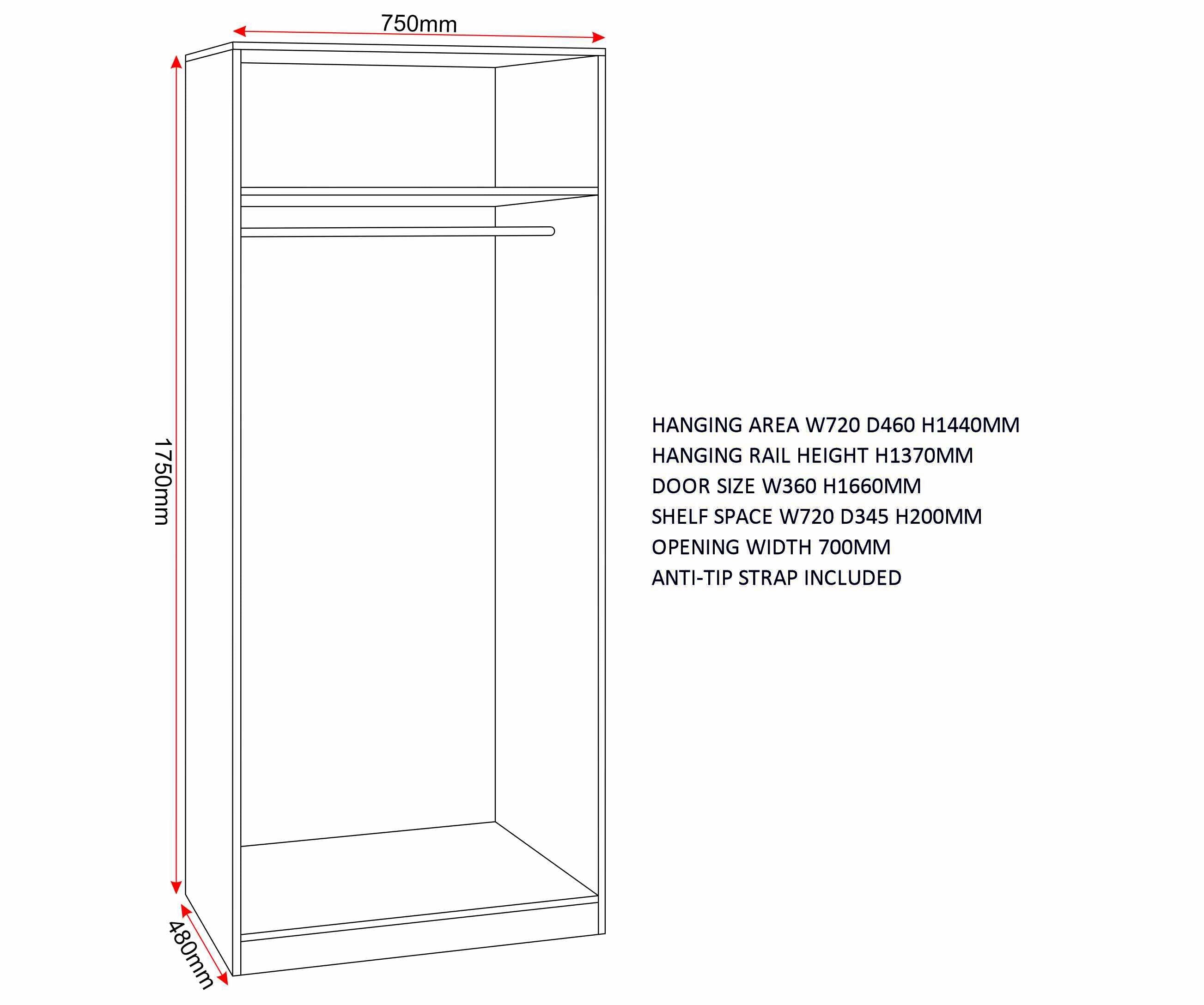Denver 2 Door Wardrobe - White/Blue Gloss