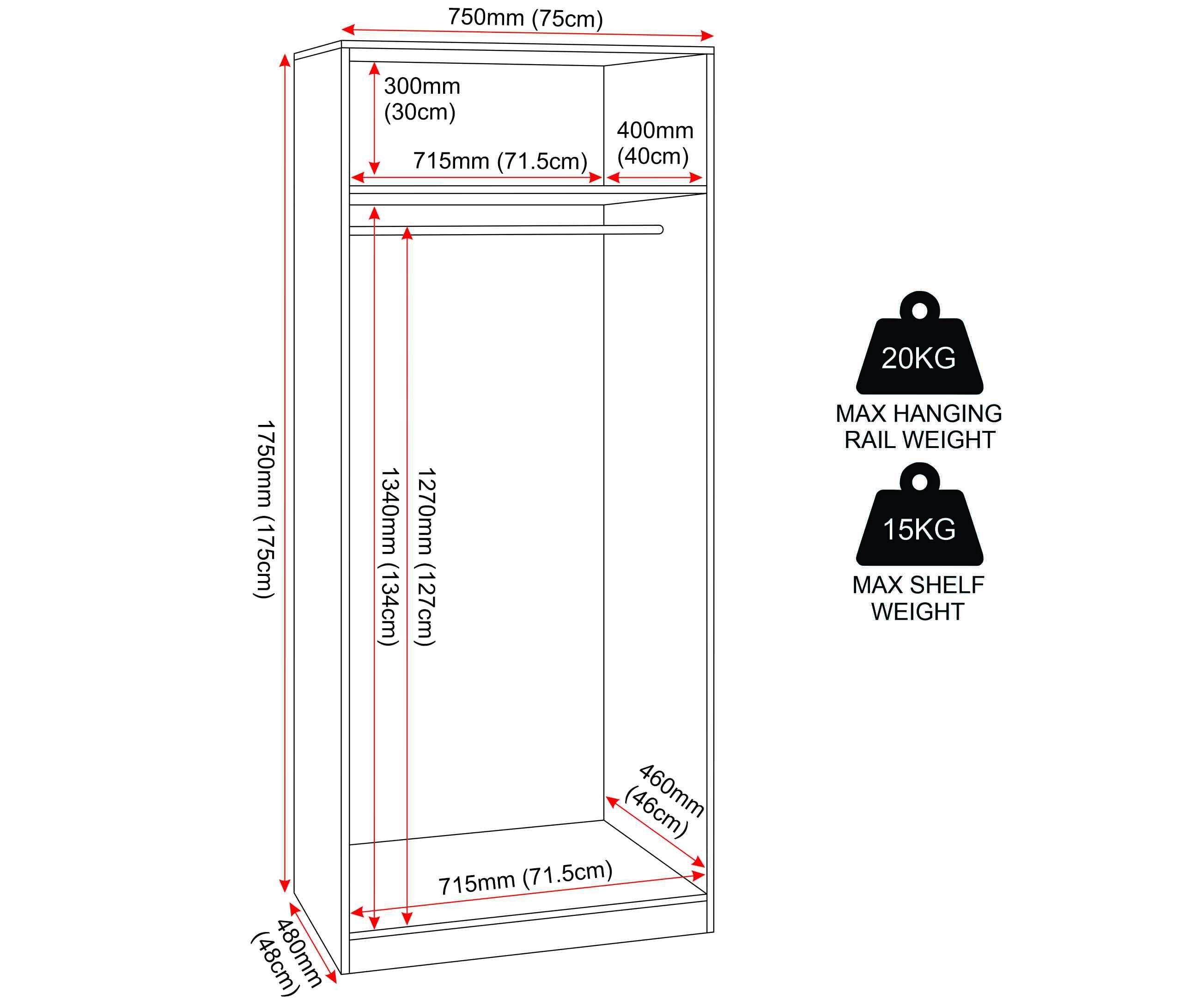 Dakota 2 Door Wardrobe - Oak Effect