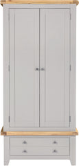 Windsor 2 Door 1 Drawer Wardrobe - Pebble Grey/Oak