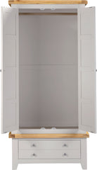 Windsor 2 Door 1 Drawer Wardrobe - Pebble Grey/Oak