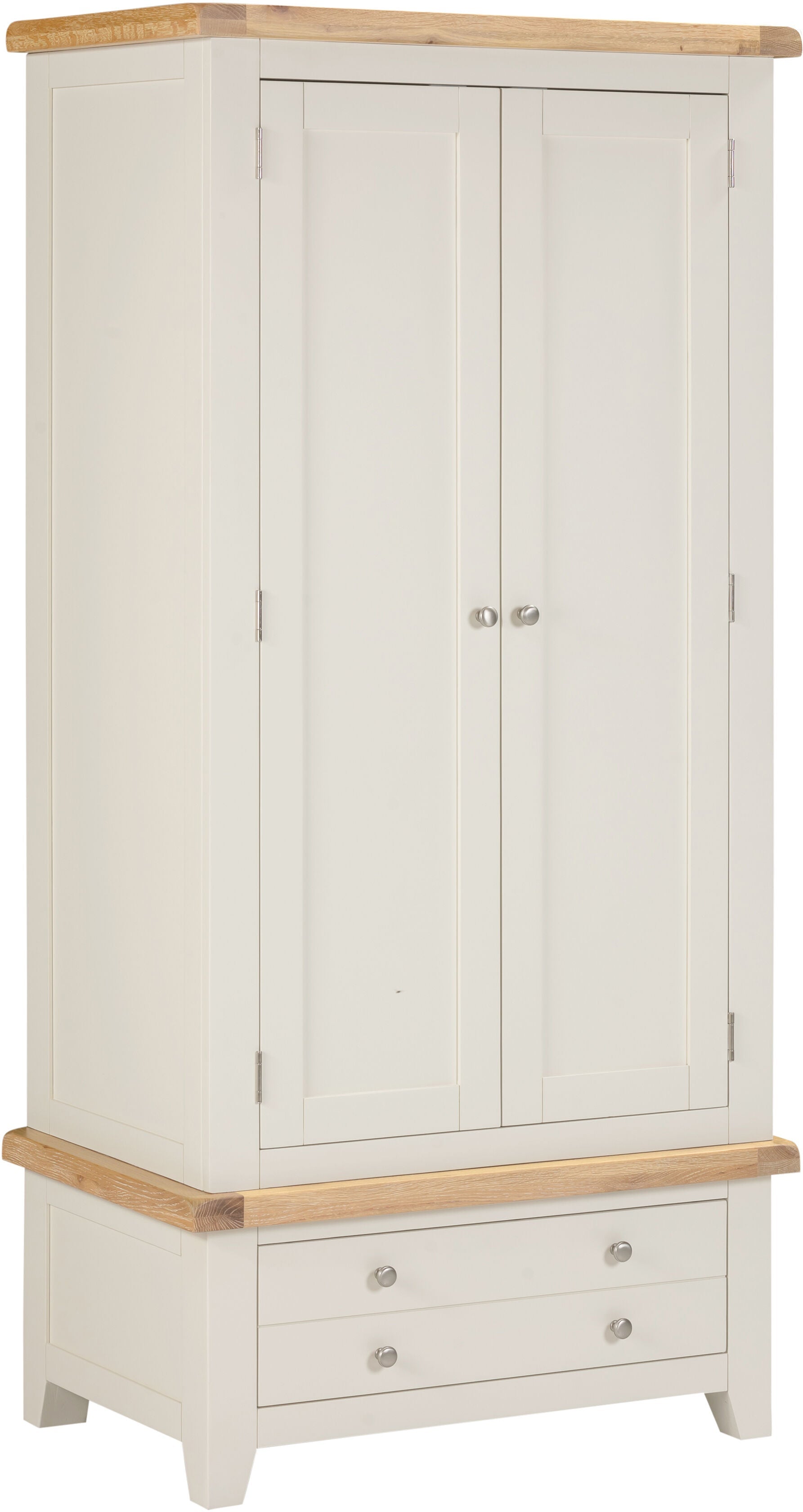 Windsor 2 Door 1 Drawer Wardrobe - Ivory/Oak