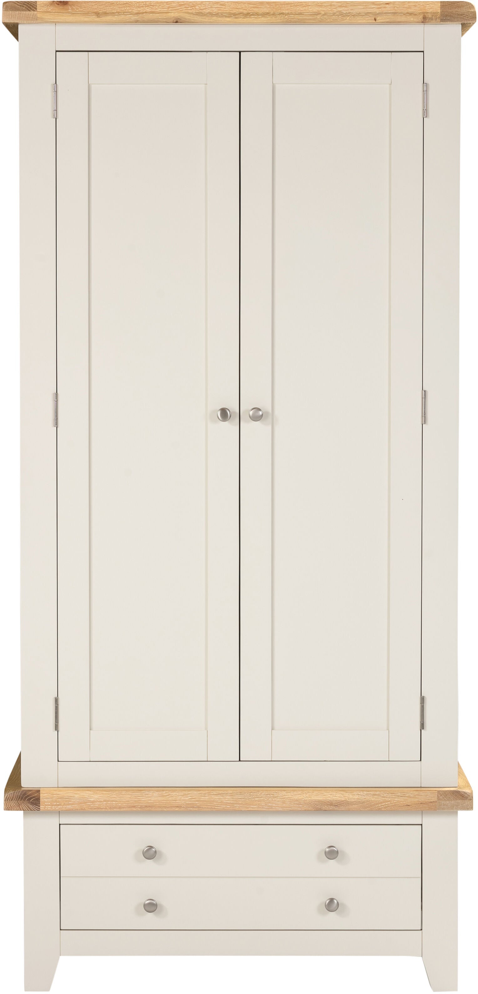 Windsor 2 Door 1 Drawer Wardrobe - Ivory/Oak