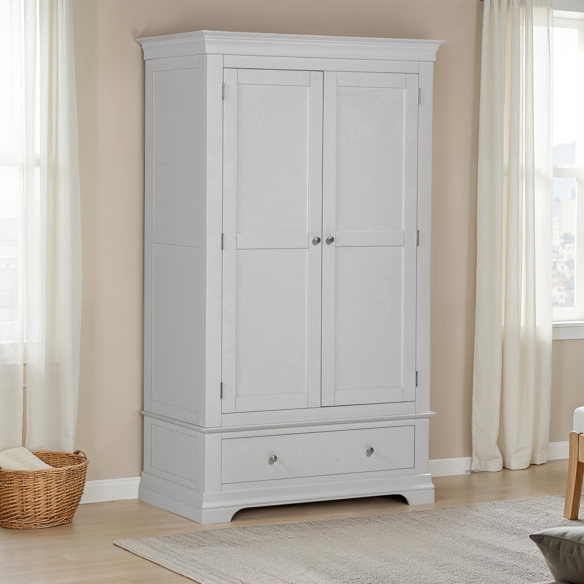 Bordeaux 2 Door Wardrobe - Pebble Grey