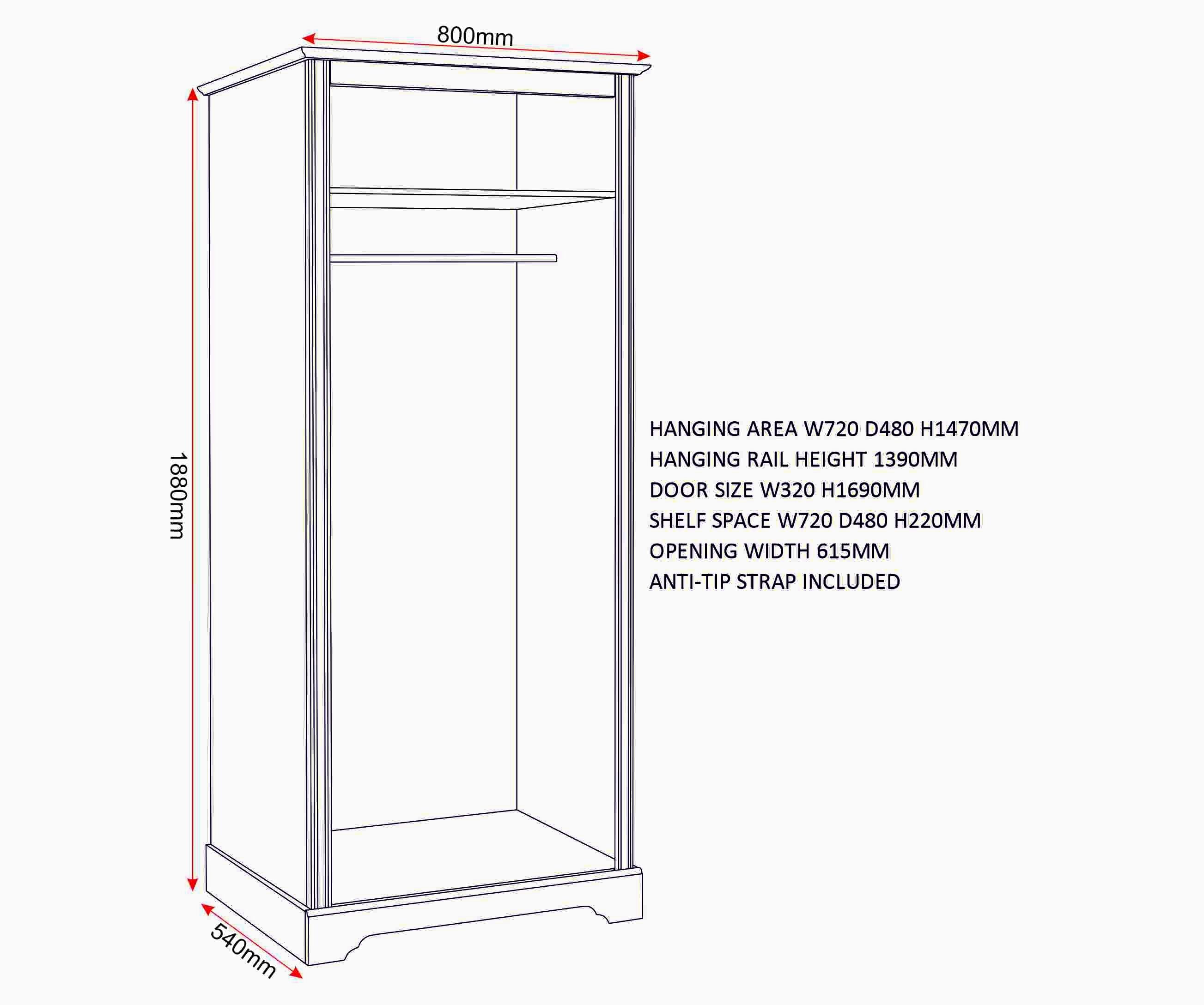 Stratford 2 Door Wardrobe - White