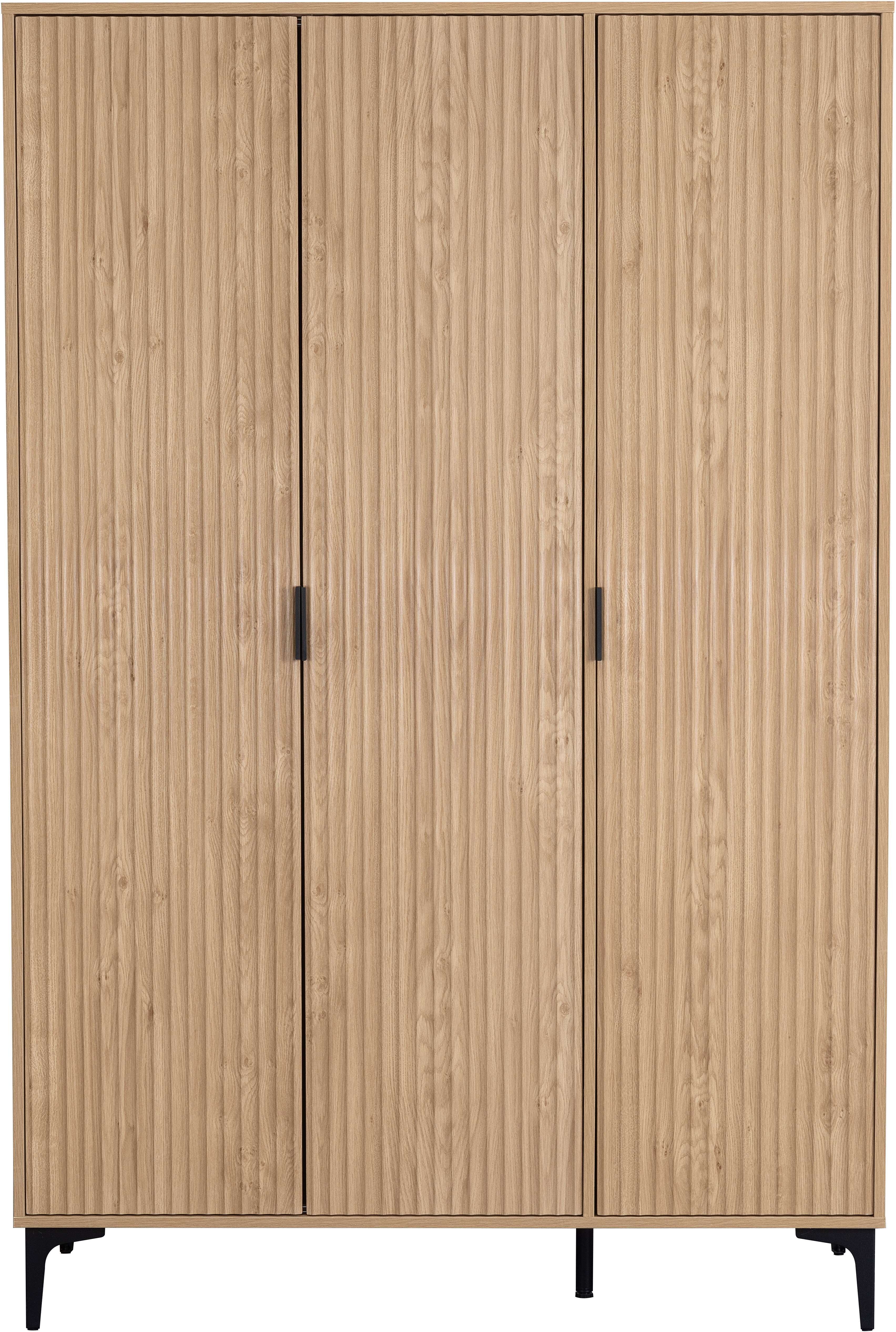 Miami 3 Door Wardrobe - Oak Effect/Black