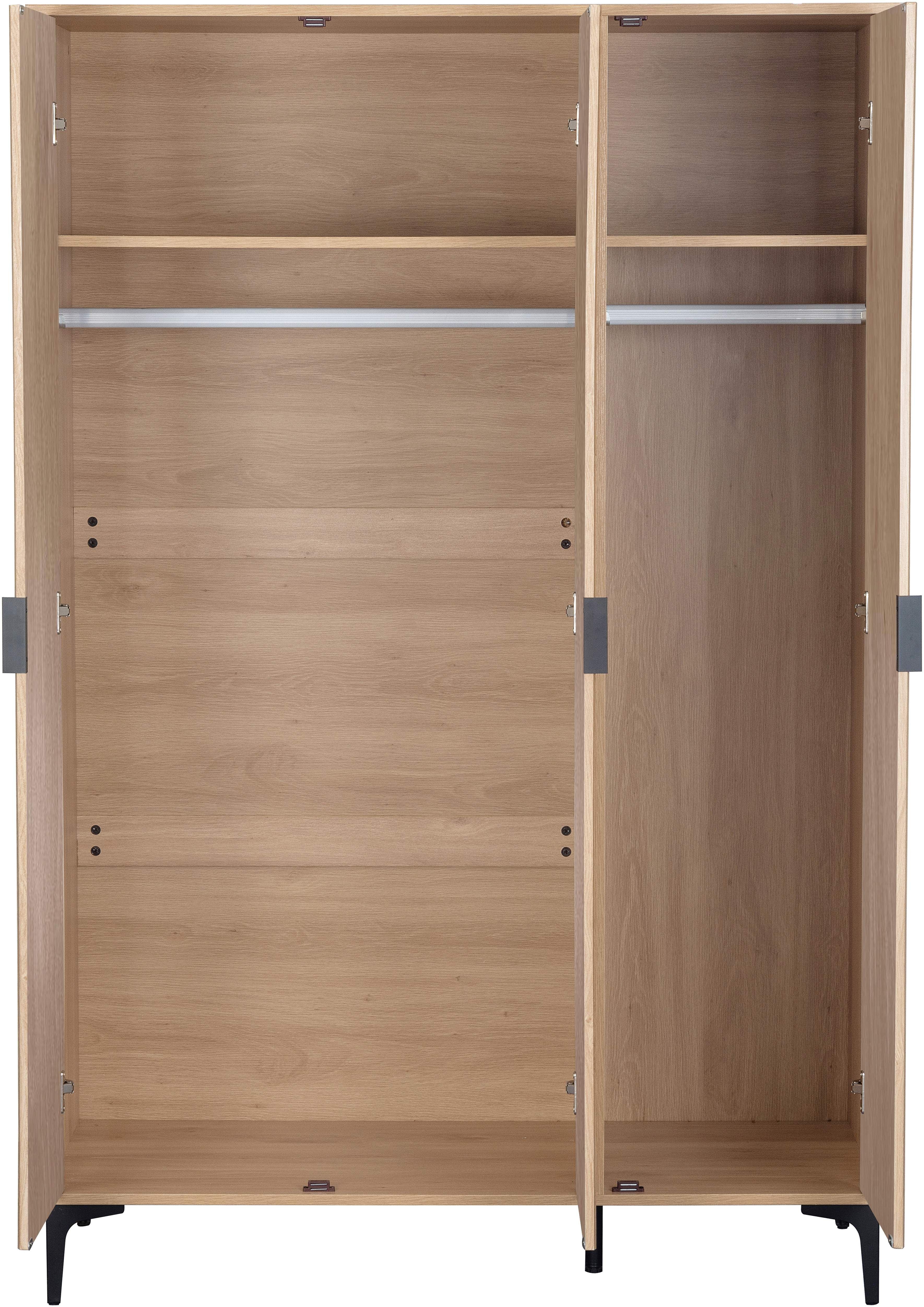 Miami 3 Door Wardrobe - Oak Effect/Black