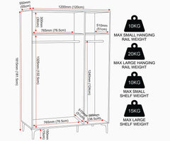 Miami 3 Door Wardrobe - Oak Effect/Black