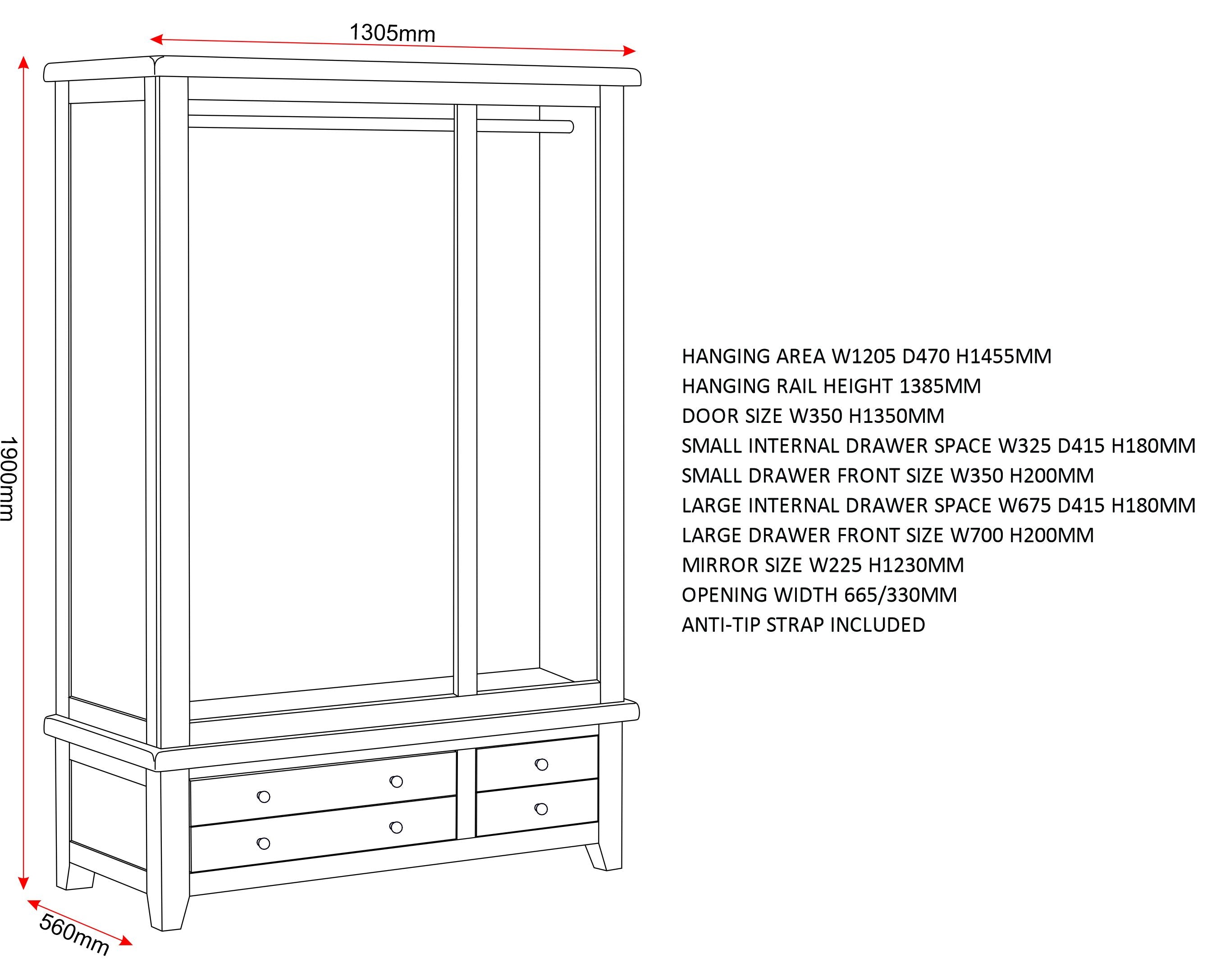 Windsor 3 Door 2 Drawer Wardrobe - Natural Oak