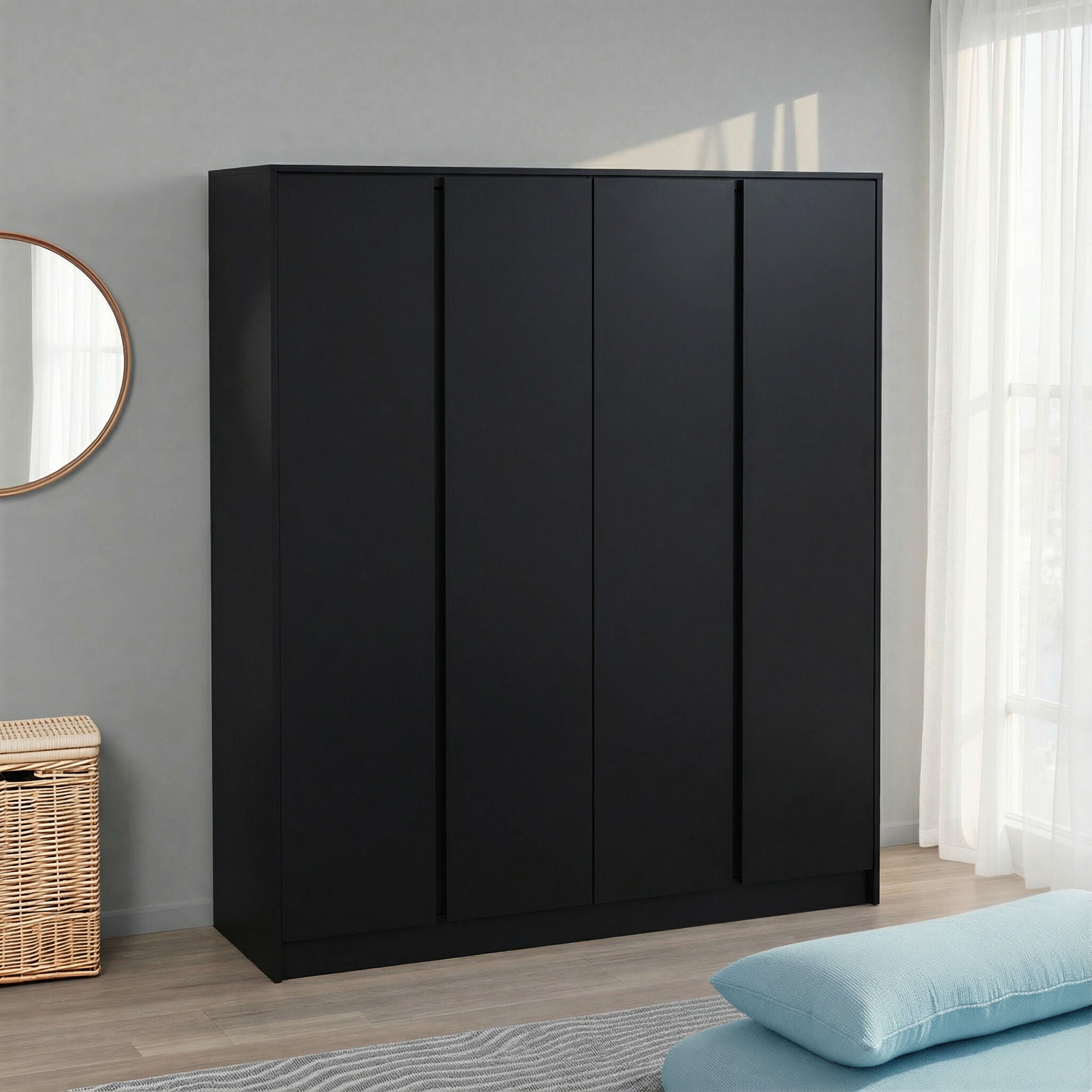Malvern 4 Door Wardrobe - Black
