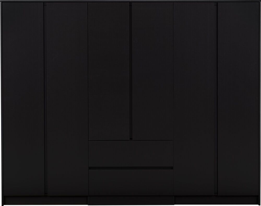 Malvern 6 Door 2 Drawer Wardrobe - Black