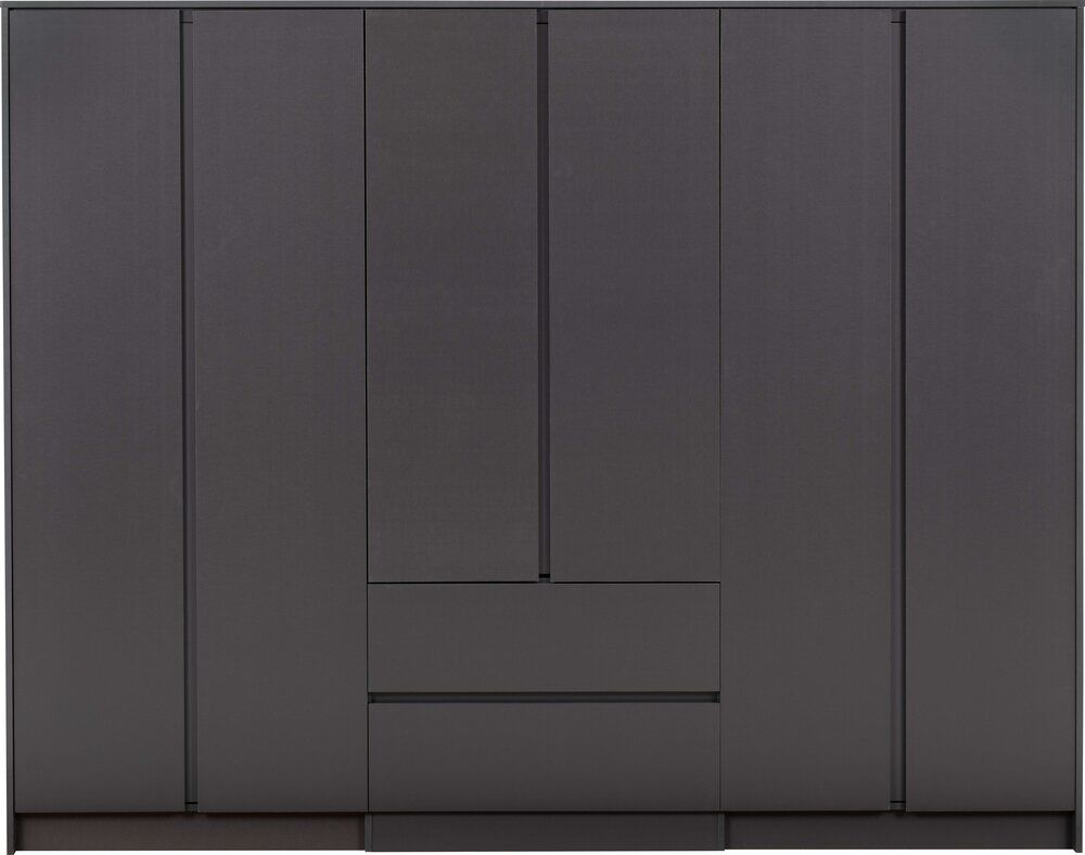 Malvern 6 Door 2 Drawer Wardrobe - Grey