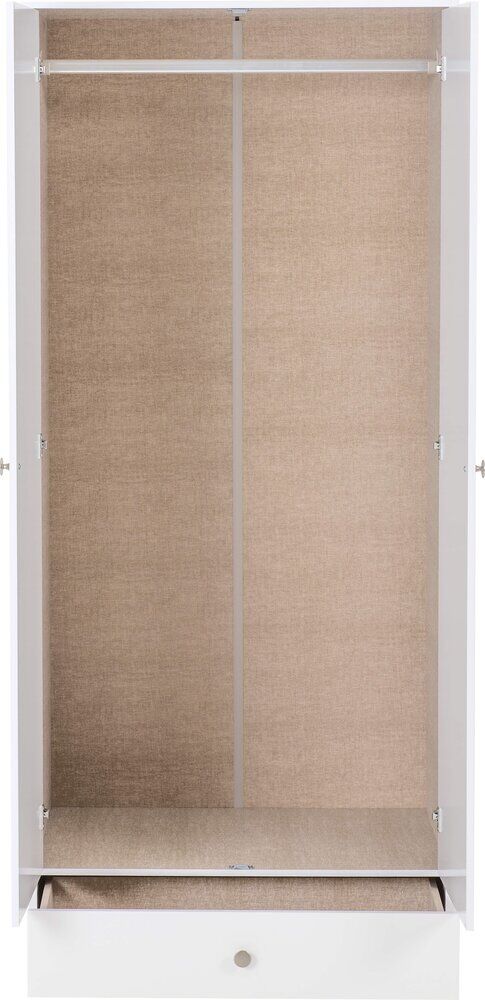 Denver 2 Door 1 Drawer Mirrored Wardrobe - White Gloss