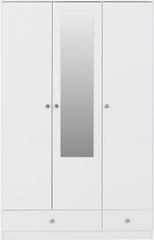 Denver 3 Door 2 Drawer Mirrored Wardrobe - White Gloss