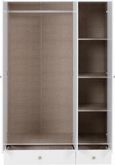 Denver 3 Door 2 Drawer Mirrored Wardrobe - White Gloss