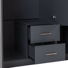 Dakota 3 Door 2 Drawer Mirrored Wardrobe - Dark Grey
