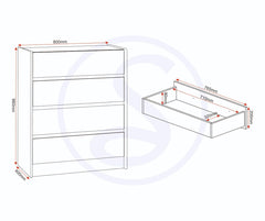 Paris 4 Drawer Chest - Smoked Ash Effect
