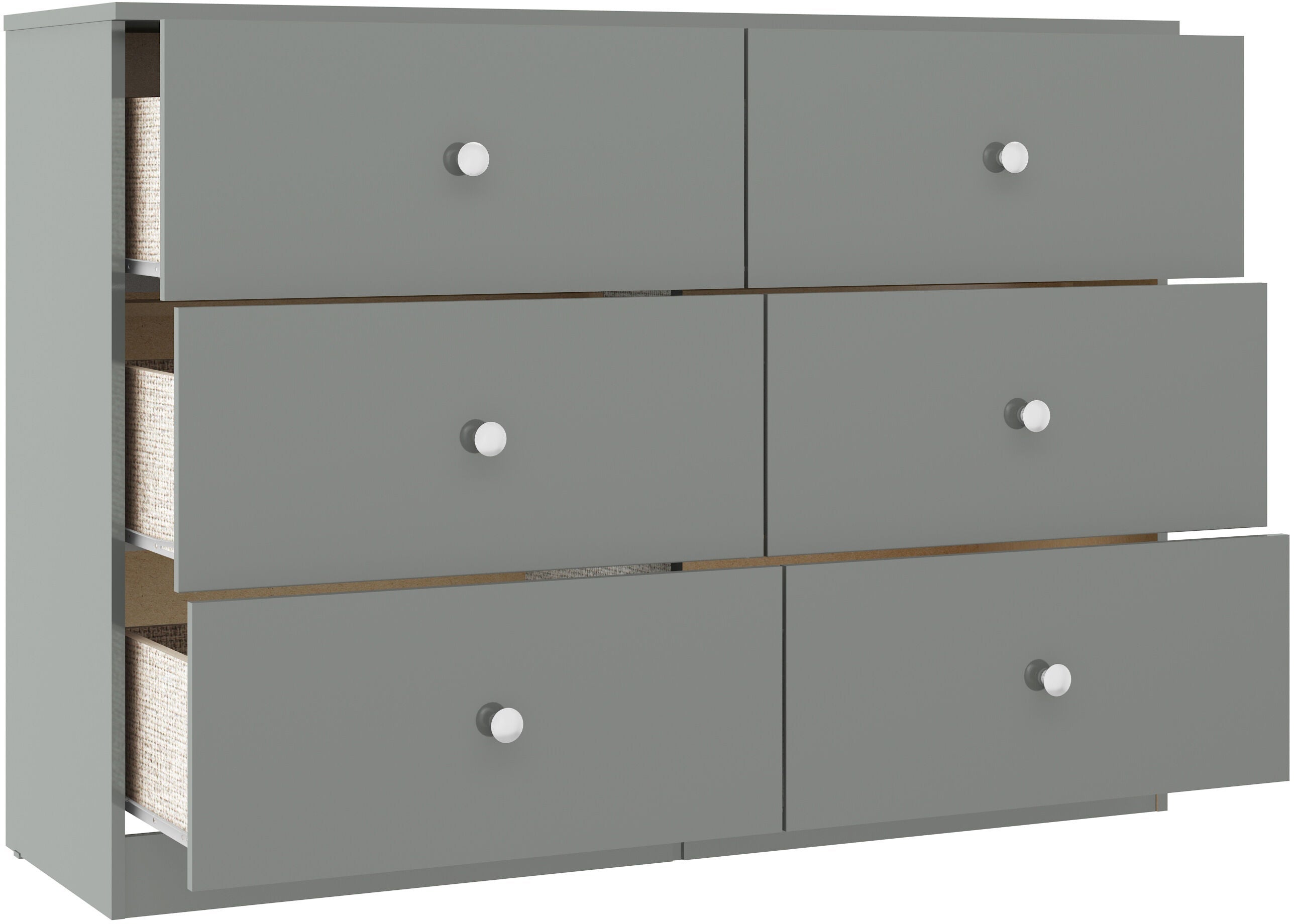 Denver 6 Drawer Chest - Grey Gloss