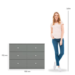Denver 6 Drawer Chest - Grey Gloss