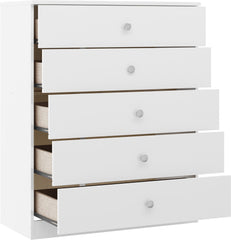 Denver 5 Drawer Chest - White Gloss