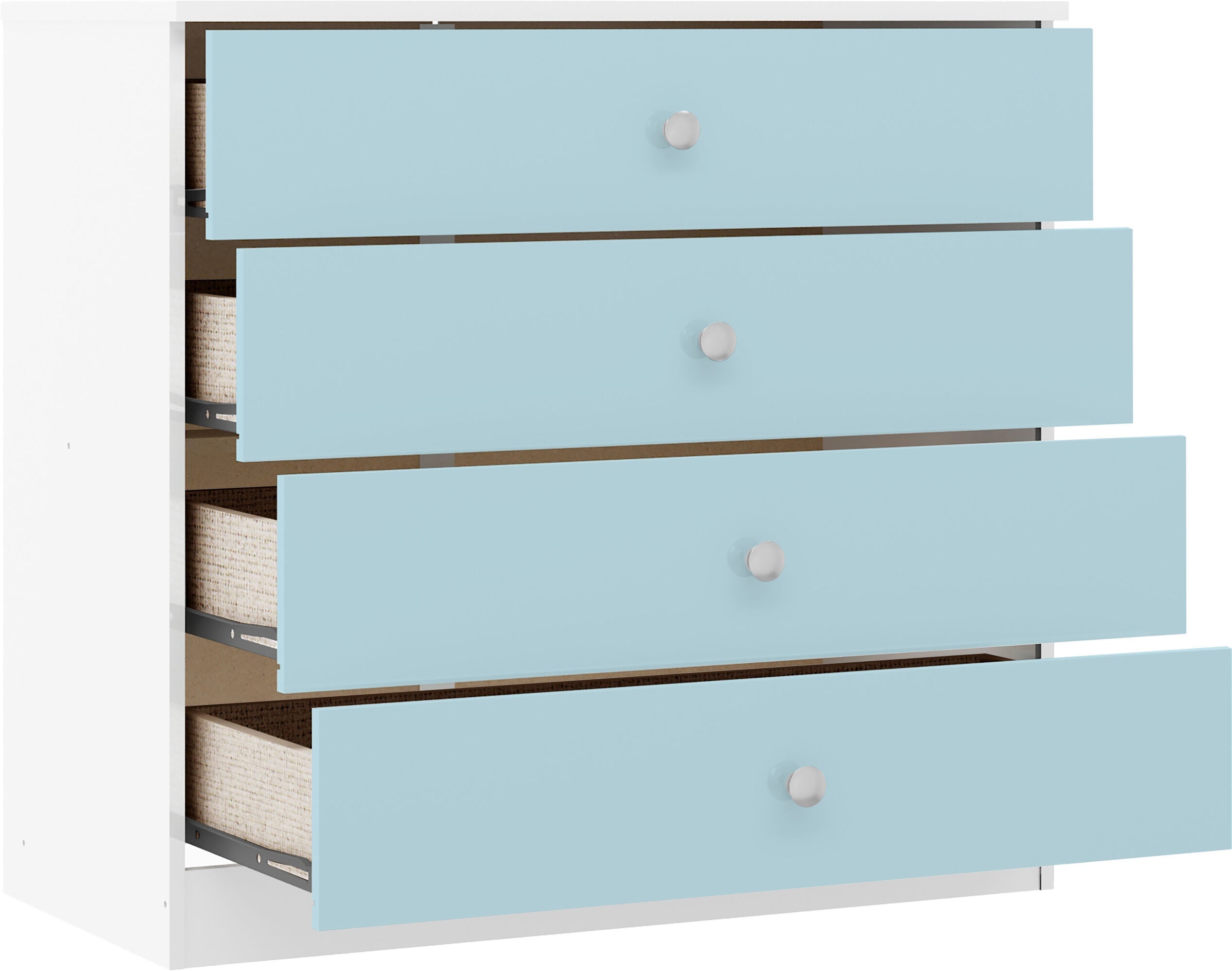 Denver 4 Drawer Chest - White/Blue Gloss