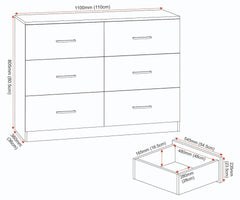 Dakota 6 Drawer Chest - White