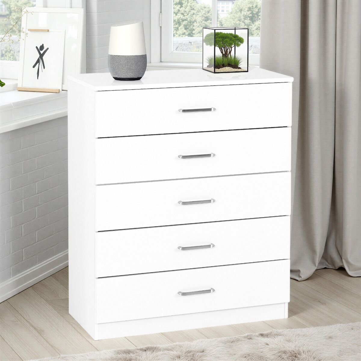 Dakota 5 Drawer Chest - White