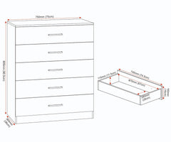 Dakota 5 Drawer Chest - White