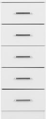 Dakota 5 Drawer Narrow Chest - White