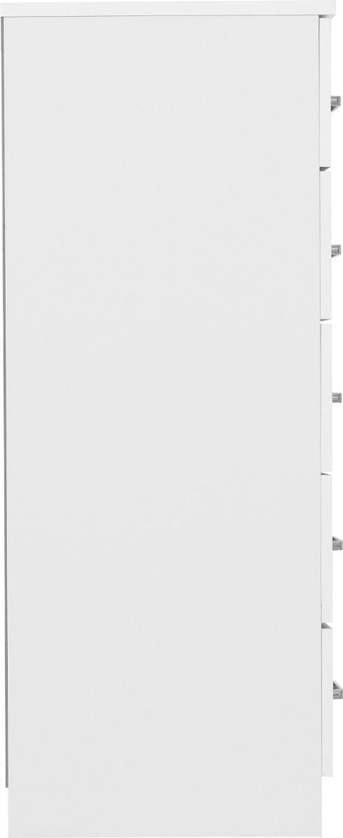 Dakota 5 Drawer Narrow Chest - White