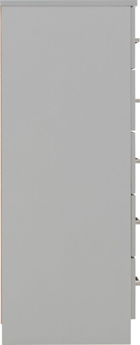 Dakota 5 Drawer Narrow Chest - Light Grey