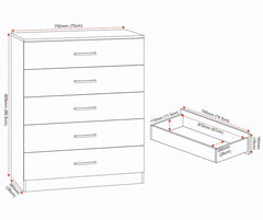 Dakota 5 Drawer Chest - Dark Grey