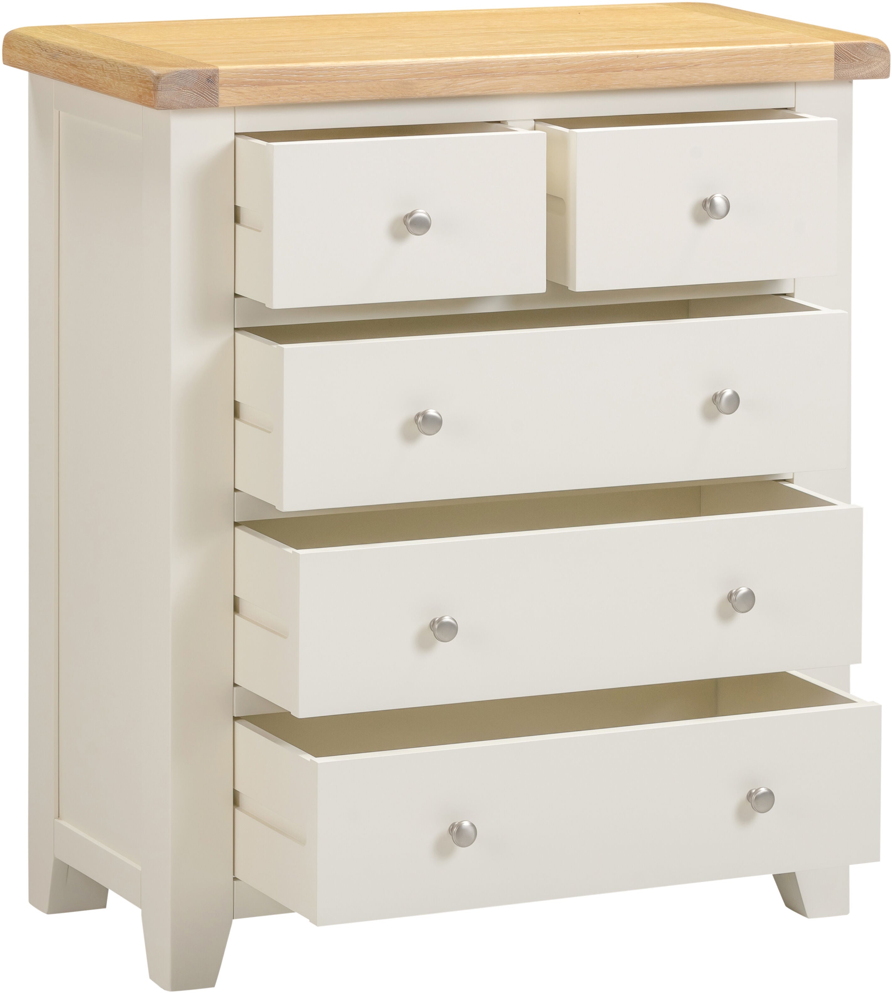 Windsor 3+2 Drawer Chest - Ivory/Oak