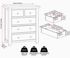 Windsor 3+2 Drawer Chest - Ivory/Oak