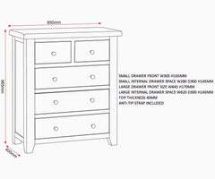 Windsor 3+2 Drawer Chest - Ivory/Oak