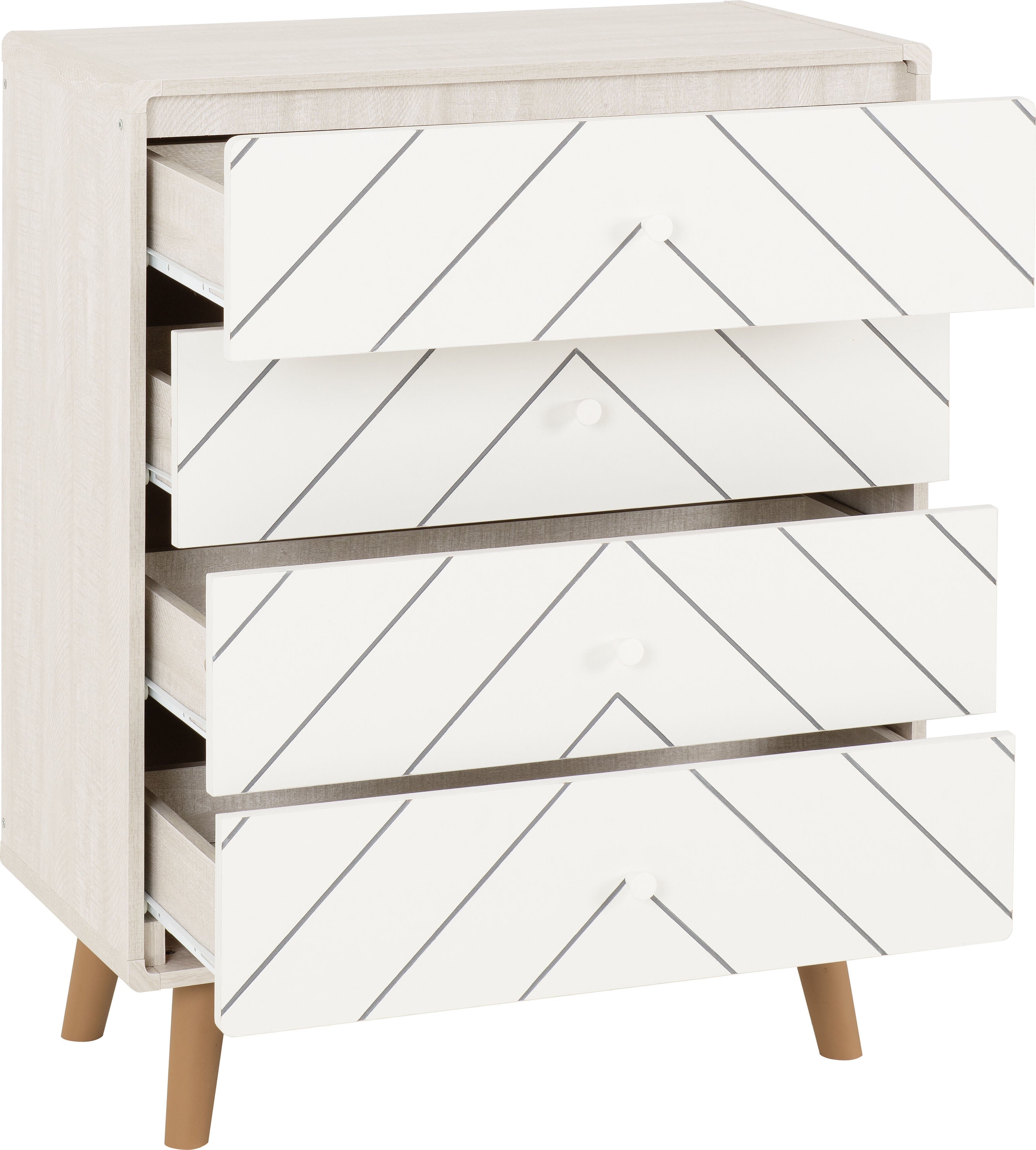 Dixie 4 Drawer Chest - Dusty Grey/White