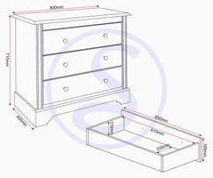Stratford 3 Drawer Chest - White