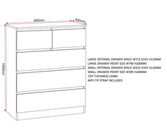 Malvern 3+2 Drawer Chest - Grey