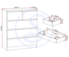 Malvern 3+2 Drawer Chest - Sonoma Oak Effect