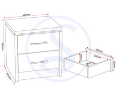 Charles 2 Drawer Bedside - Oak Effect Veneer