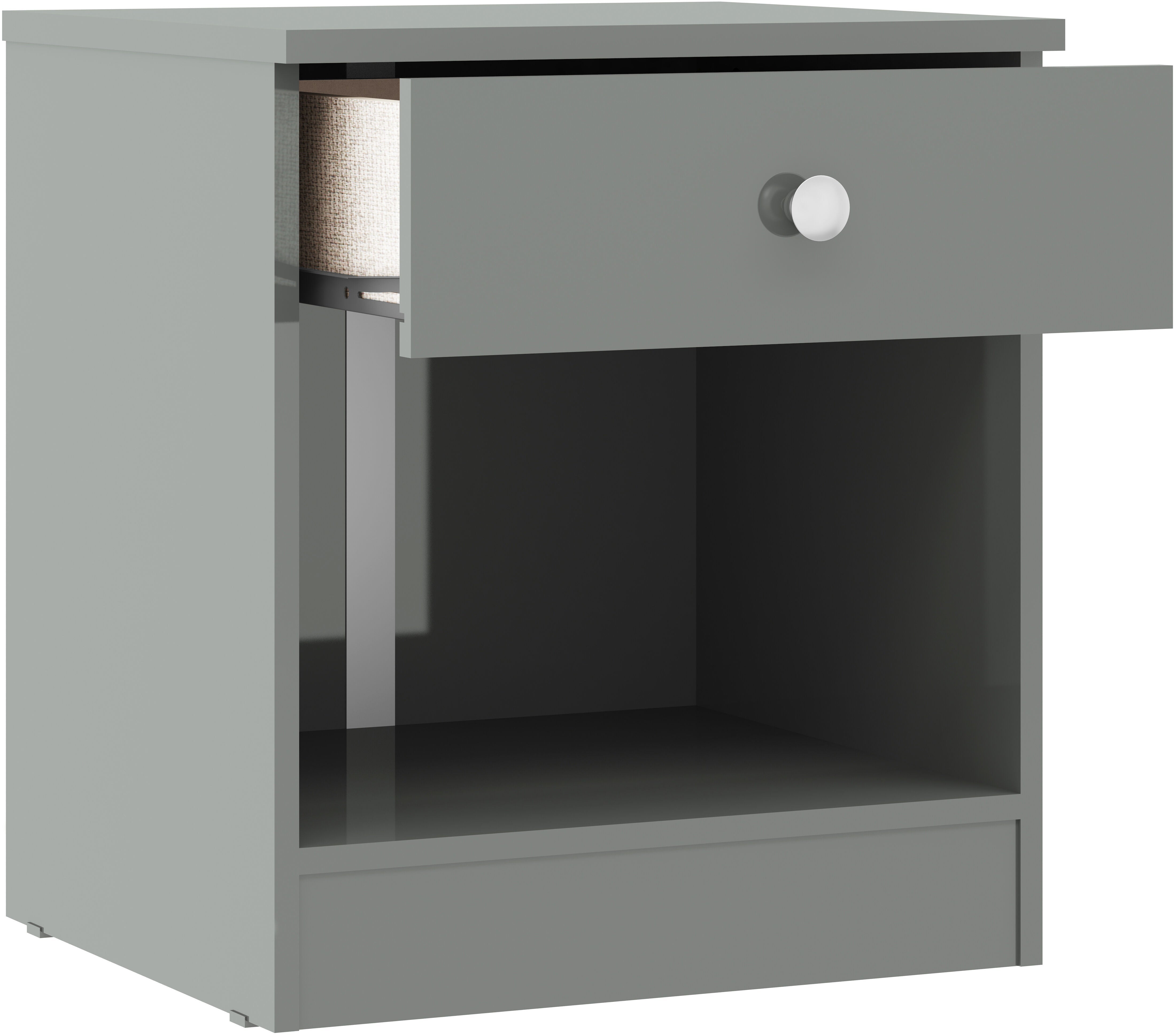 Denver 1 Drawer Bedside - Grey Gloss