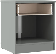 Denver 1 Drawer Bedside - Grey Gloss