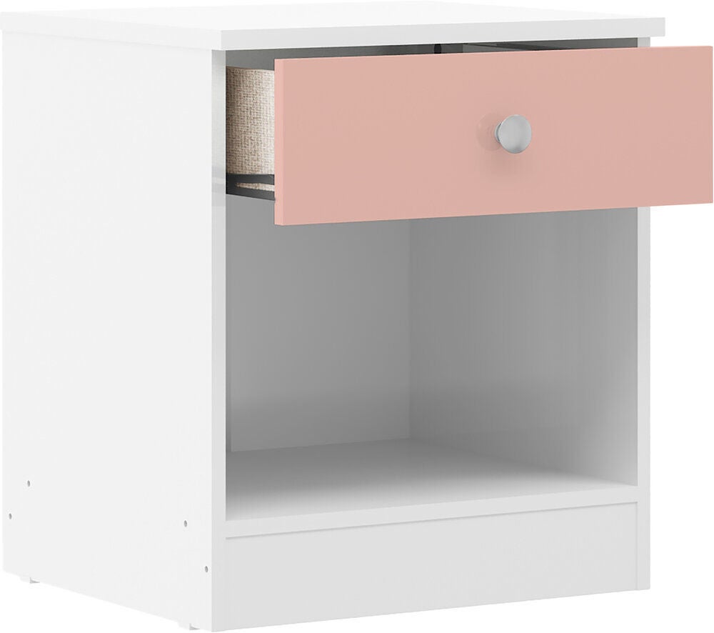 Denver 1 Drawer Bedside - White/Pink Gloss