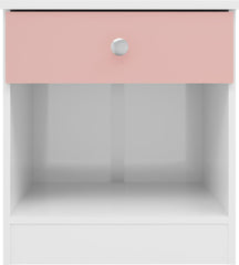 Denver 1 Drawer Bedside - White/Pink Gloss