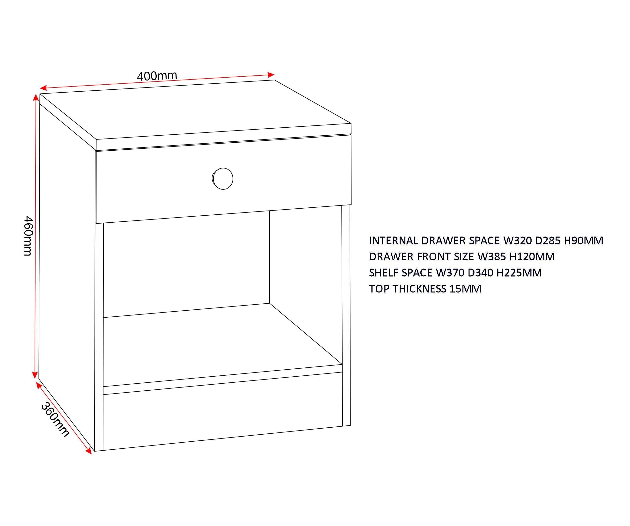 Denver 1 Drawer Bedside - White/Blue Gloss