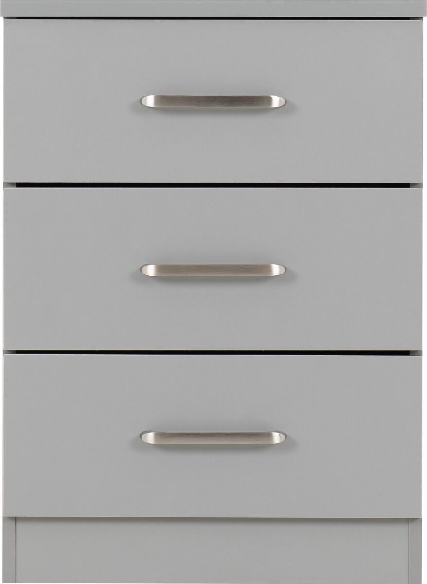 Dakota 3 Drawer Bedside - Light Grey