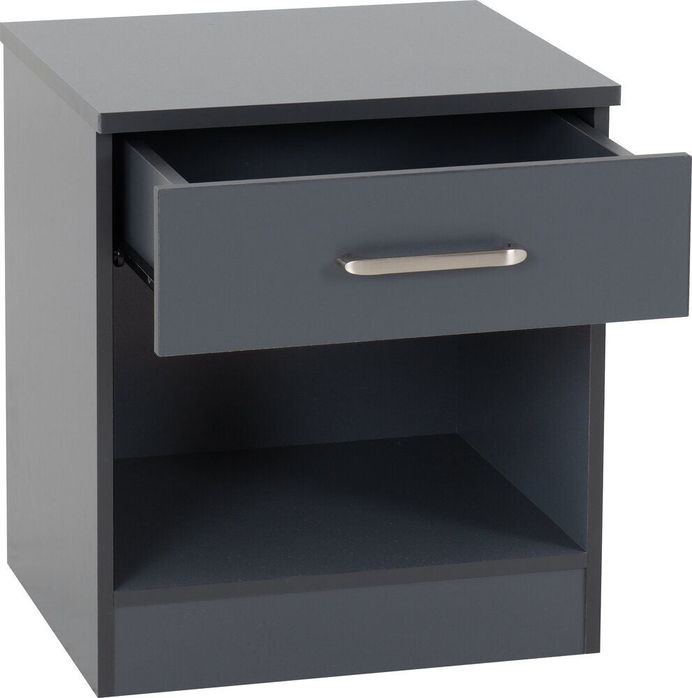 Dakota 1 Drawer Bedside - Dark Grey